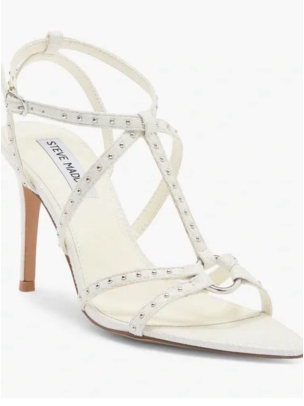 NIB: Steve Madden Amour Studded White Sandals, sz 8.5